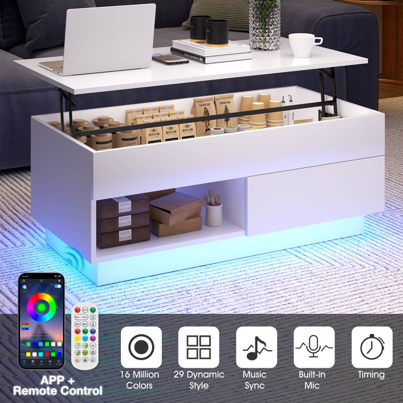 Wade Logan® Banushi Lift Top Coffee Table with RGB LED Wade Logan® Banushi Lift Top Coffee Table with RGB LED
